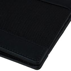 مملوكة مسبقًا محفظة مون بلان جلد أسود و كانفاس ثنائية الطي