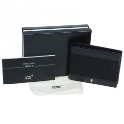 مملوكة مسبقًا محفظة مون بلان جلد أسود و كانفاس ثنائية الطي