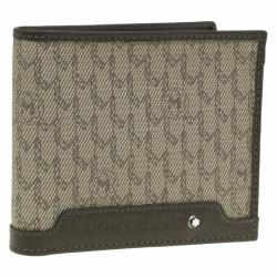 Pre Owned محفظة مون بلان جلد بني و كانفاس مونوغرامي ثنائية الطي