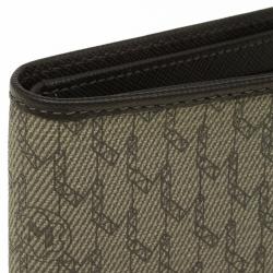 Pre Owned محفظة مون بلان جلد بني و كانفاس مونوغر امي ثنائية الطي