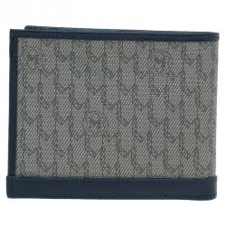 Pre Owned محفظة مون بلان جلد نقش حرفي كانفاس وجلد أزرق 