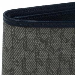 Pre Owned محفظة مون بلان جلد نقش حرفي كانفاس وجلد أزرق 