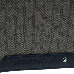 Pre Owned محفظة مون بلان جلد نقش حرفي كانفاس وجلد أزرق 