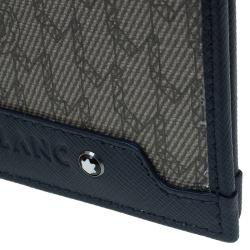 Pre Owned محفظة مون بلان جلد نقش حرفي كانفاس وجلد أزرق 