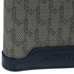 Pre Owned محفظة مون بلان جلد نقش حرفي كانفاس وجلد أزرق 