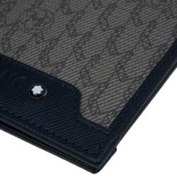 Pre Owned محفظة مون بلان جلد نقش حرفي كانفاس وجلد أزرق 