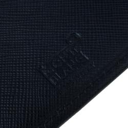 Pre Owned محفظة مون بلان جلد نقش حرفي كانفاس وجلد أزرق 