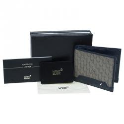 Pre Owned محفظة مون بلان جلد نقش حرفي كانفاس وجلد أزرق 