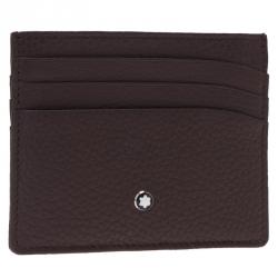 Pre Owned محفظة بطاقات مونو بلان جلد بني