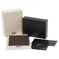 Pre Owned محفظة بطاقات مونو بلان جلد بني