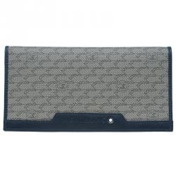 Montblanc Navy Blue Leather and Canvas  Signature 14 CC Continental Wallet