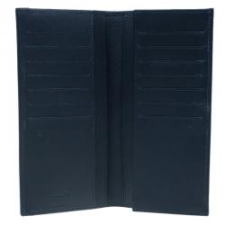 Montblanc Navy Blue Leather and Canvas  Signature 14 CC Continental Wallet