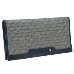 Montblanc Navy Blue Leather and Canvas  Signature 14 CC Continental Wallet