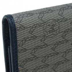 Montblanc Navy Blue Leather and Canvas  Signature 14 CC Continental Wallet