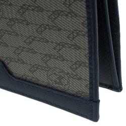 Montblanc Navy Blue Leather and Canvas  Signature 14 CC Continental Wallet