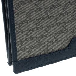 Montblanc Navy Blue Leather and Canvas  Signature 14 CC Continental Wallet