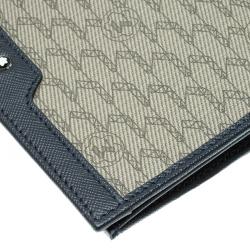 Montblanc Navy Blue Leather and Canvas  Signature 14 CC Continental Wallet