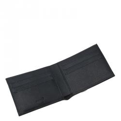 Pre Owned Montblanc Navy Blue Leather and Monogram Canvas Bifold Wallet