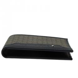 Pre Owned Montblanc Navy Blue Leather and Monogram Canvas Bifold Wallet