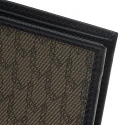 Pre Owned Montblanc Navy Blue Leather and Monogram Canvas Bifold Wallet