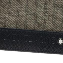 Pre Owned Montblanc Navy Blue Leather and Monogram Canvas Bifold Wallet