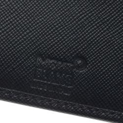 Pre Owned Montblanc Navy Blue Leather and Monogram Canvas Bifold Wallet