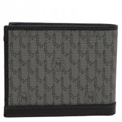 Pre Owned محفظة مون بلان ثنائية الطي جلد بني وكانفاس مونوغرامي