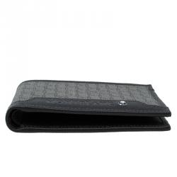 Pre Owned محفظة مون بلان ثنائية الطي جلد بني وكانفاس مونوغرامي