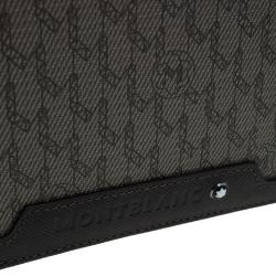 Pre Owned محفظة مون بلان ثنائية الطي جلد بني وكانفاس مونوغرامي