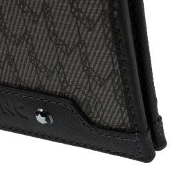 Pre Owned محفظة مون بلان ثنائية الطي جلد بني وكانفاس مونوغرامي