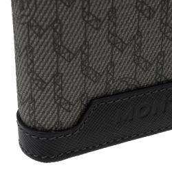 Pre Owned محفظة مون بلان ثنائية الطي جلد بني وكانفاس مونوغرامي