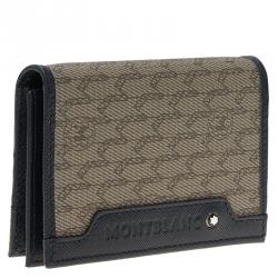 Pre Owned محفظة بطاقات مون بلان جلد أزرق كحلي وكانفاس مونوغرامي