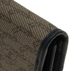 Pre Owned محفظة بطاقات مون بلان جلد أزرق كحلي وكانفاس مونوغرامي