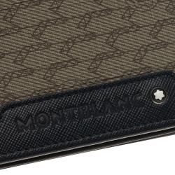 Pre Owned محفظة بطاقات مون بلان جلد أزرق كحلي وكانفاس مونوغرامي