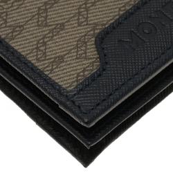 Pre Owned محفظة بطاقات مون بلان جلد أزرق كحلي وكانفاس مونوغرامي