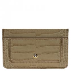 Pre Owned محفظة بطاقات مون بلان نقشة جلد تمساح بيج