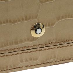 Pre Owned محفظة بطاقات مون بلان نقشة جلد تمساح بيج