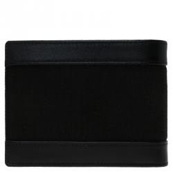 مملوكة مسبقًا محفظة مون بلان طية مزدوجة كانفاس وجلد أسود