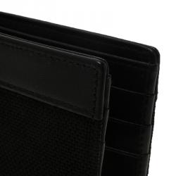 مملوكة مسبقًا محفظة مون بلان طية مزدوجة كانفاس وجلد أسود