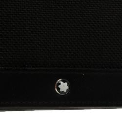 مملوكة مسبقًا محفظة مون بلان طية مزدوجة كانفاس وجلد أسود