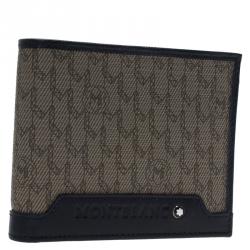 Montblanc Blue Coated Canvas and Leather Signature Bifold Wallet