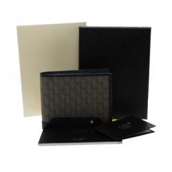 Montblanc Blue Coated Canvas and Leather Signature Bifold Wallet