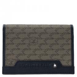 Montblanc Blue Coated Canvas and Leather Signature Card Holder