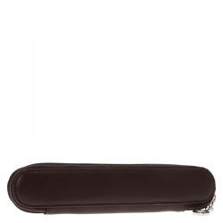 Pre Owned Montblanc Brown Leather Lady Star Zip Pen Pouch