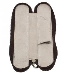 Pre Owned Montblanc Brown Leather Lady Star Zip Pen Pouch