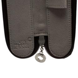 Pre Owned Montblanc Brown Leather Lady Star Zip Pen Pouch