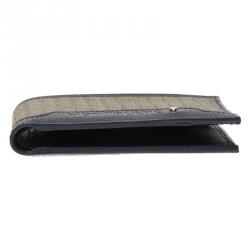 Montblanc Navy Blue/Beige Leather and Canvas Signature Bifold Wallet