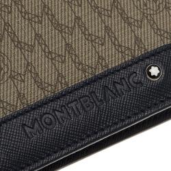 Montblanc Navy Blue/Beige Leather and Canvas Signature Bifold Wallet