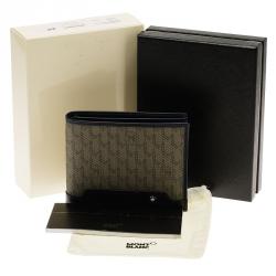 Montblanc Navy Blue/Beige Leather and Canvas Signature Bifold Wallet