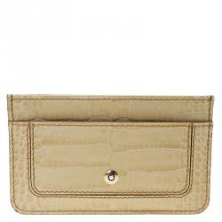 Montblanc Beige Croc Embossed Leather Card Holder
